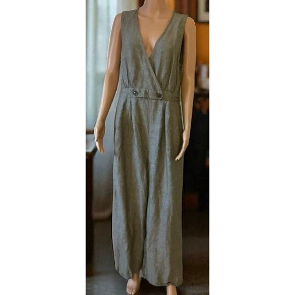 Madewell Linen Button-Waist Wide-Leg Jumpsuit - Picture 1 of 8